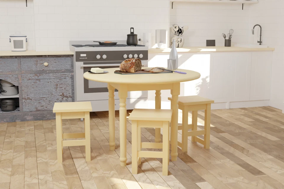 Hocker Massivholz Hocker Stuhl Buche Barhocker Küchenhocker aus Holz - Bild 3 von 3