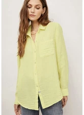 RAILS ELLIS ORGANIC COTTON GAUZE OVERSIZED SHIRT M/L LEMON MINIMALIST LUXURY EC