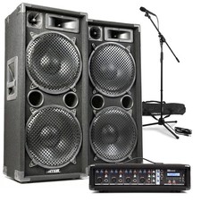 MAX212 Dual 12" Passive Speaker PA System with PDM-C405A Mixer and Microphone