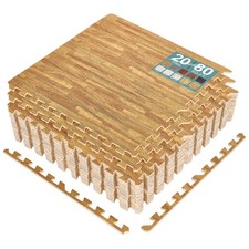 Sorbus Wood Grain Floor Tiles Foam Mat EVA Interlocking Mats, 80, 120, 144 sq ft