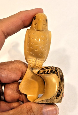 Parrot Tagua Nut Carving 3'' Carved Miniature Sculpture HAND MADE IN ECUADOR