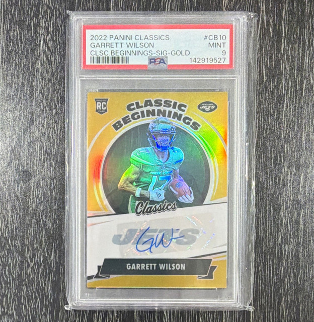 2022 Panini Classic Beginnings sig Gold Garrett Wilson Auto CB-10 01/10 PSA 9