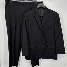 Ralph Lauren LRL 2Piece Suit Mens 50R Blazer 44x30 Pant Solid Black Woo G2U