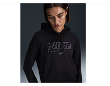 NWT Nike One Women's Therma-Fit Pullover Logo Hoodie Black/white Sz S MSRP 75