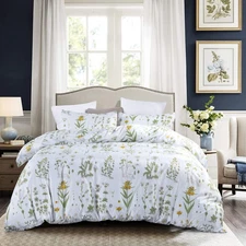 GETIANN Floral Duvet Cover Set Full/Queen Comforter Cover Set Spring Plant Pr...