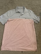 Vineyard Vines Polo Mens M Blue On The Go Sankaty Striped Short Sleeve Collared