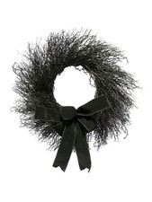 My Texas House Halloween Black Twig Wreath with Bow, 24"