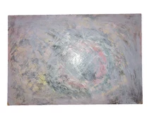 VINTAGE Abstract mod gray original hand painted oil PAINTING signed Epperson