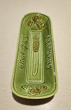 VTG Los Angeles Pottery Potteries Avocado Green Crackers Serving Dish MCM 1969
