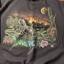 Vtg Pullover Sweatshirt Jungle Tiger Stand Out Gardner Design 1993 Gildan XL