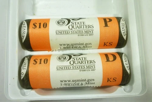 KANSAS 2005 P&D State Quarter Rolls Lot of Two US Mint Issued Rolls