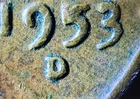 1953 D Lincoln Wheat Cent Die Chip 5 of date XF/AU Die Break Mint Error Penny