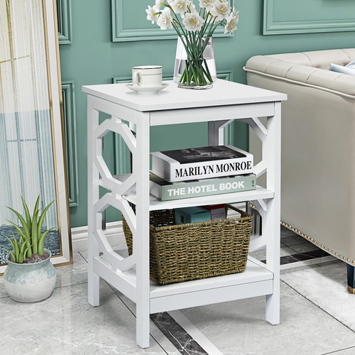 Costway 2PCS 3-tier Nightstand Sofa Side End Accent Table Storage Shelf White - 第 7/9 張圖片