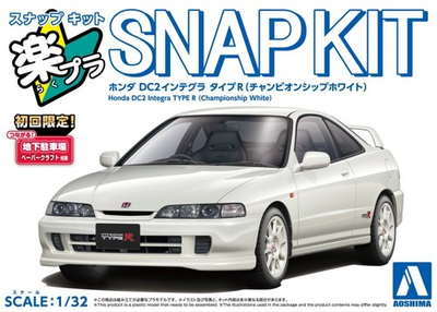 #ad Aoshima 1 32 Scale Model Car Snap Kit 22 CW Honda DC2 Integra Type R White $17.90