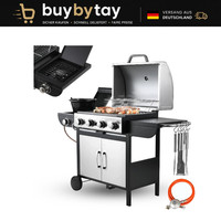 Gasgrill 4+1 Brenner Edelstahl Bbq Grillwagen Mit Seitenkochfeld 2,93-2,33Kw