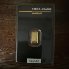 Argor-Heraeus Switzerland 1g .9999 Fine Gold Kinebar Bar in Assay Serial 5443.11 per troy oz