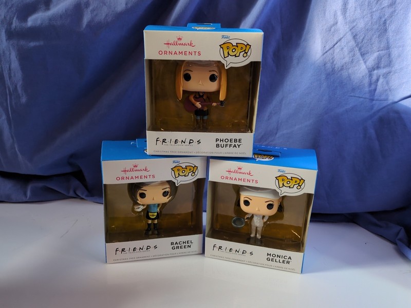 Christmas ORNAMENT SET Hallmark Funko Pop TV FRIENDS Monica Rachel Phoebe -3 Lot