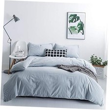 Light Blue Gingham Duvet Cover 100 Washed Cotton Blue Queen Pale Blue Gingham