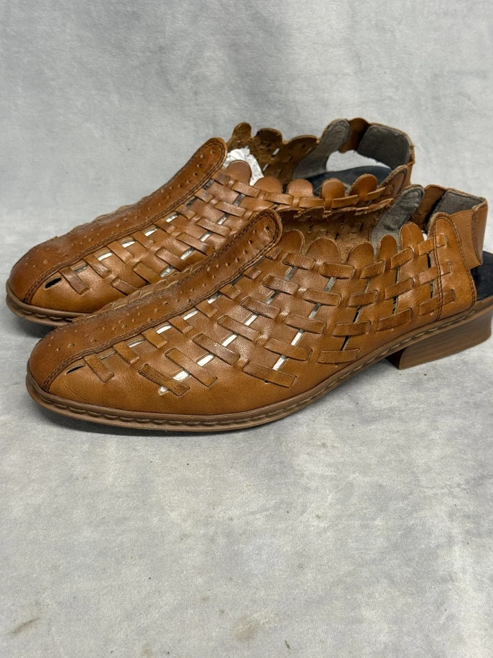 Zapatos Rieker Para Hombre Talla 41 Cuero Sin Cordones Cómodos Tejidos Sandalia Mocasín Informal Foto 3 de 4