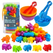 RAEQKS Counting Sorting Toys Matching Stacking Toys with Bowls Preschool