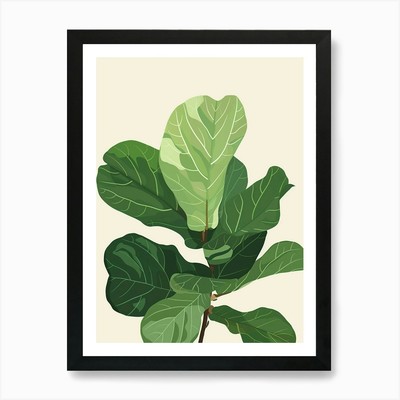 Fiddle Leaf Fig Plant Minimalist Il Framed Wall Art Poster Canvas Print Picture