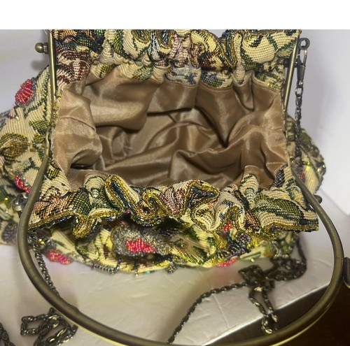 Vintage Fully Beaded Floral Purse Clutch Handbag - Picture 4 of 11