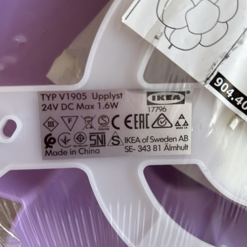 IKEA Upplyst Flower Shape LED Light Nursery Kids Room Wall Lamp Lilac 904.407.83 - Picture 4 of 6