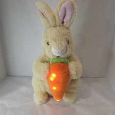 FAO Schwarz Glow Tan Bunny Light Up Carrot Toy Plush Easter Soft Stuffed Animal