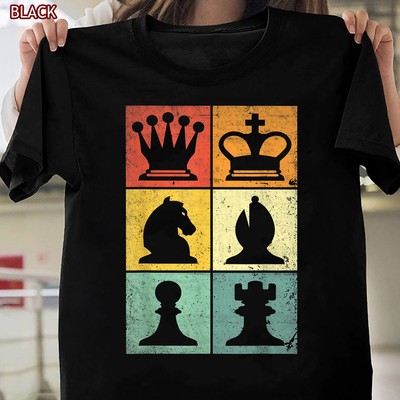 Retro Chess Player T-Shirt for Men Women Kids - Vintage Chess Pieces Design