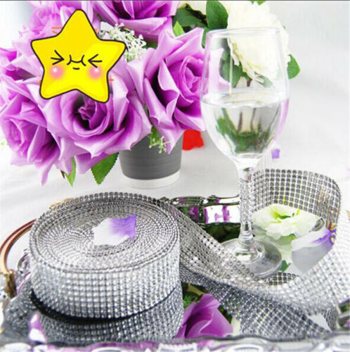 10 Yards 8Rows DIY Diamond Mesh Wrap Roll Rhinestone Crystal Ribbons Party Decor - Picture 6 of 17