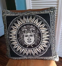 Beautiful Black Gold Medusa  Decorative Pillow 18×18 Mediterranean Decor
