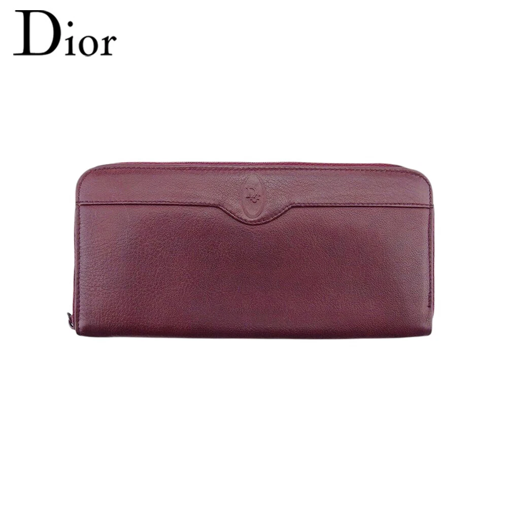 Dior Long Wallet Bordeaux Leather Authentic Used T21355