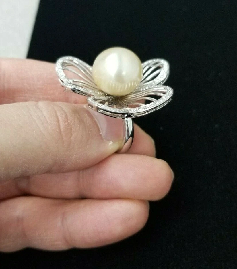 Flower pearl ring sale