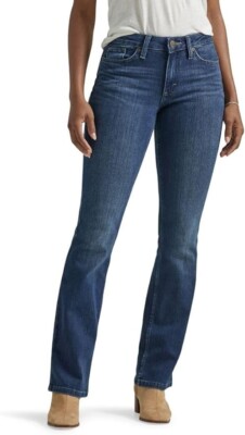 Lee Women's Legendary Mid Rise Regular Bootcut Jean's Blue Denim 8 Med Stretch