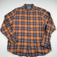 Tommy Bahama CANYON BEACH FLANNEL Shirt Orange Blue Grey Size XL