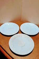 CRACKER BARREL SAND WASHED SET OF 3 OCEAN THEME SALAD PLTS  7  7/8  EX USED COND