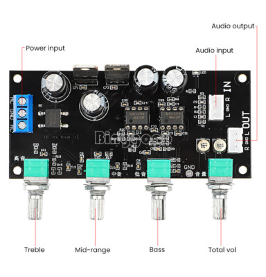 NE5532 Amplifier Tone Preamp Board Treble Bass Midrange Volume Tone Control