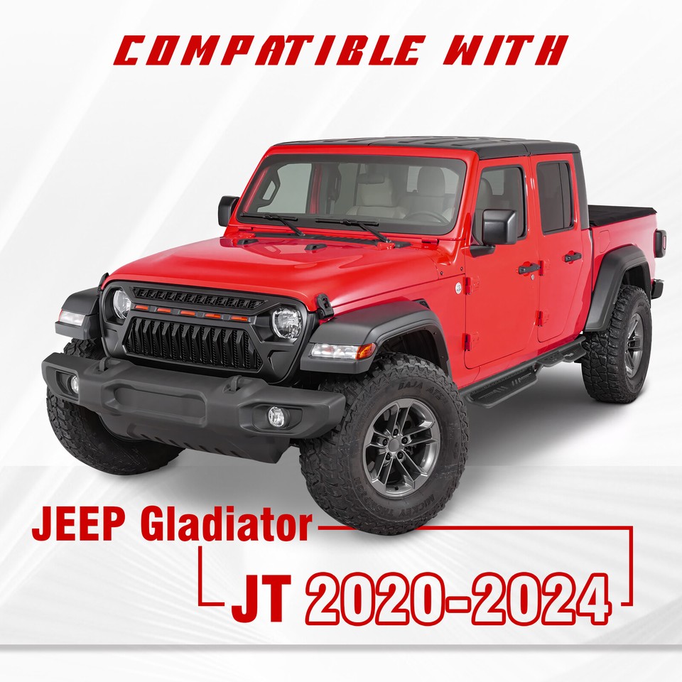 Drop Running Boards Side Steps For 2020-2025 Jeep Gladiator JT 4 Door - Nerf Bars By LEDKINGDOMUS