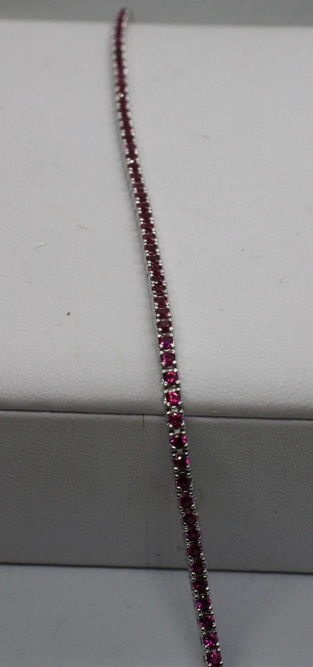 BRACCIALE TENNIS ARGENTO ZIRCONI RUBINO MM 2 UNISEX 4 griffe cm 16 18 20 EXPLOIT - Immagine 2 di 4