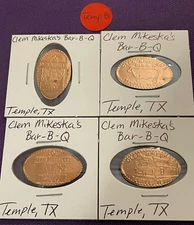 Clem Mikeska's Bar-B-Q - Temple, TX - Smashed Penny COPPER Pre-1982