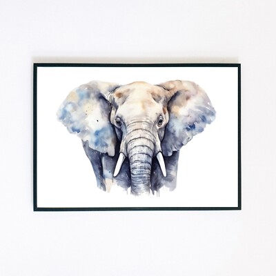 Aquarell Elefant Safari Gemälde Illustration A5 Retro Wanddeko Kunstdruck 
