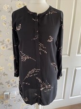 Soya Concept Cherry Blossom Button Front Shirt Dress Size S Black Soyaconcept