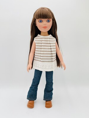 2014 Paradise Kids 16.5'' Doll Brunette Brown Hair Stunning Bright Blue Eyes