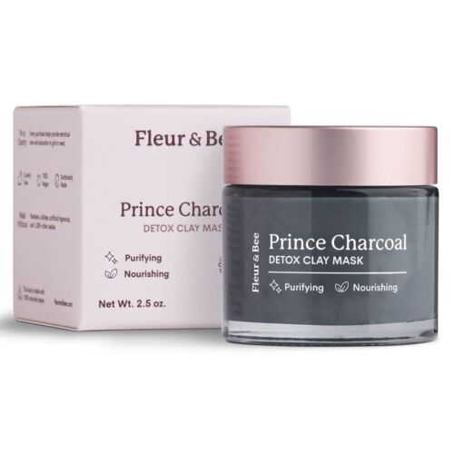 Fleur & Bee Prince Charcoal Detox Clay Mask 2.5oz Vegan Cruelty-Free NEW - Picture 2 of 6