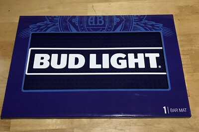 New BUD LIGHT Beer Bar Mat 12 X 18 Blue Anheuser-Busch