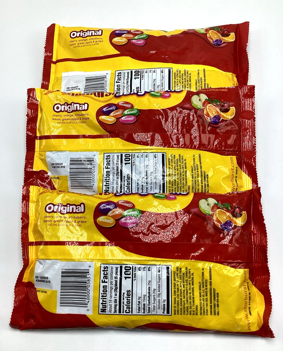 3 Pack Starburst Original Jelly Beans Candy 14oz Cherry Strawberry Apple Grape