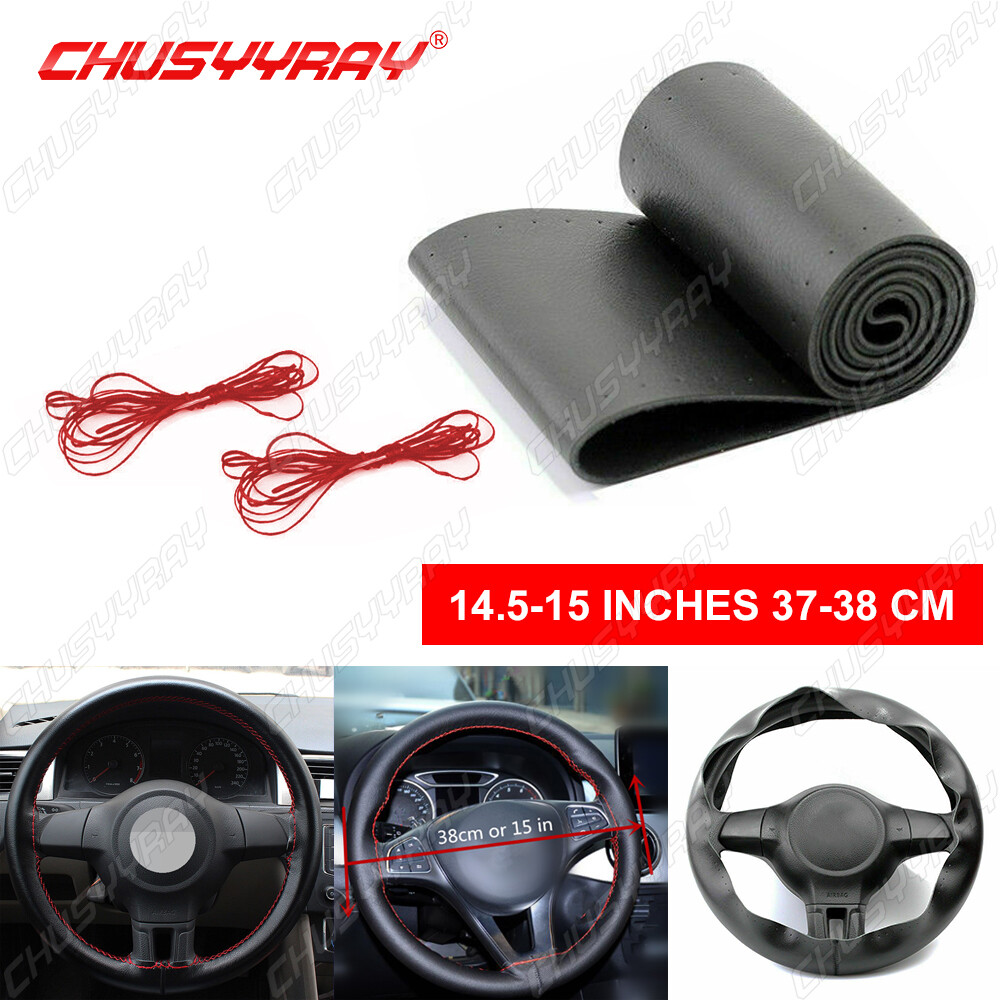 Buy Wholesale High Quality Woven Genuine Leather Car Steering Wheel Covers 15 Inch 38cm Black L2