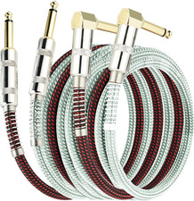 3FT Guitar Cables 2 Pack Electric Guitar Chord 1/4 Inch Straight to Right Angle