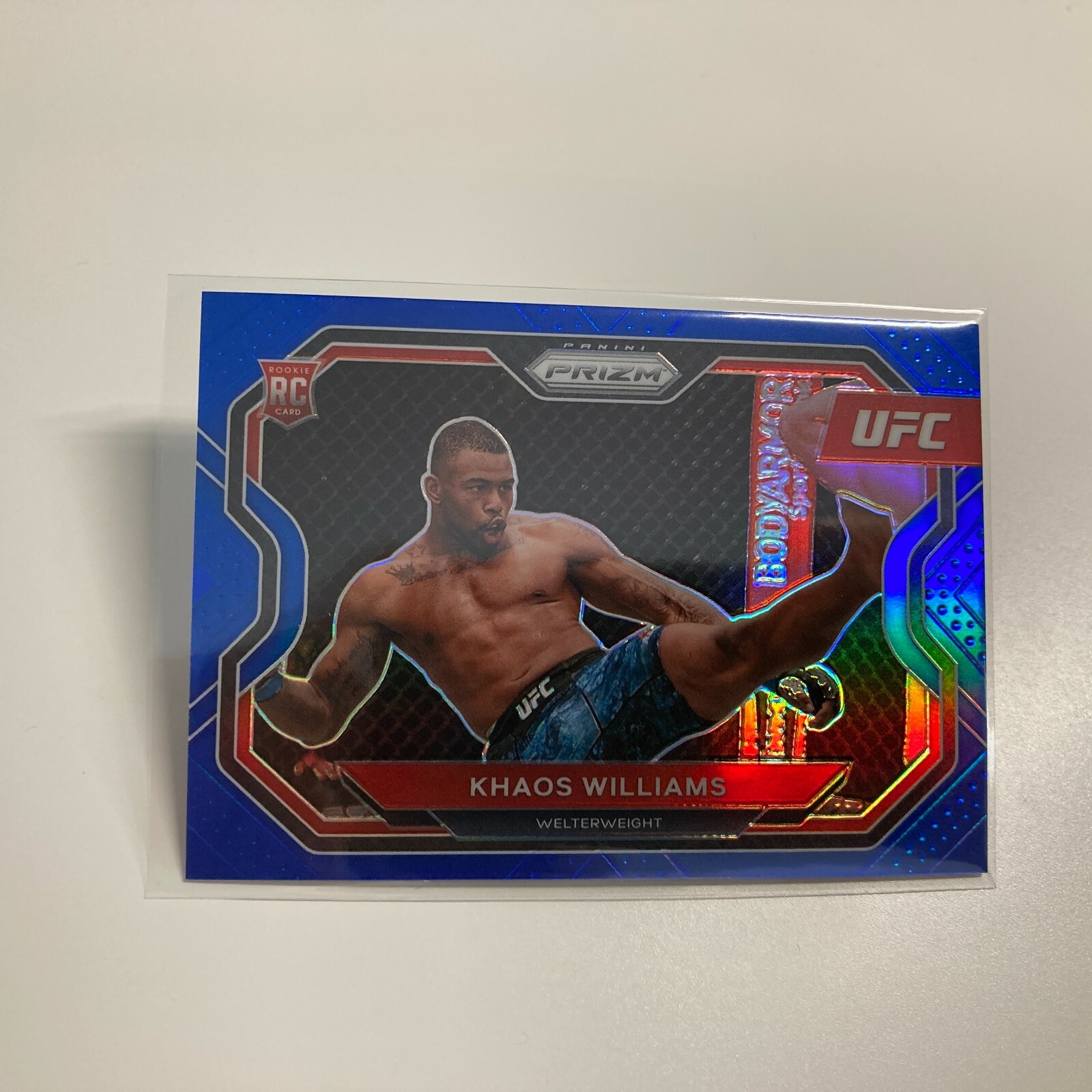 Khaos Williams 2021 Panini Prizm UFC Blue Refractor RC Rookie Card 130/199 #179