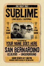 your name on a SUBLIME concert poster! personalized gift - vintage look